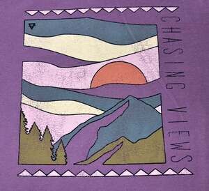 NWT - LIV Outdoor Womens Medium Purple Fun Graphic Tee T-Shirt Mountains Hiking